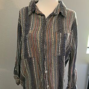 Striped long sleeve button up